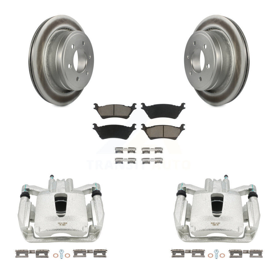 Rear Disc Brake Caliper Coated Rotors And Ceramic Pads Kit For Ford F-150 KCG-100012C by Transit Auto