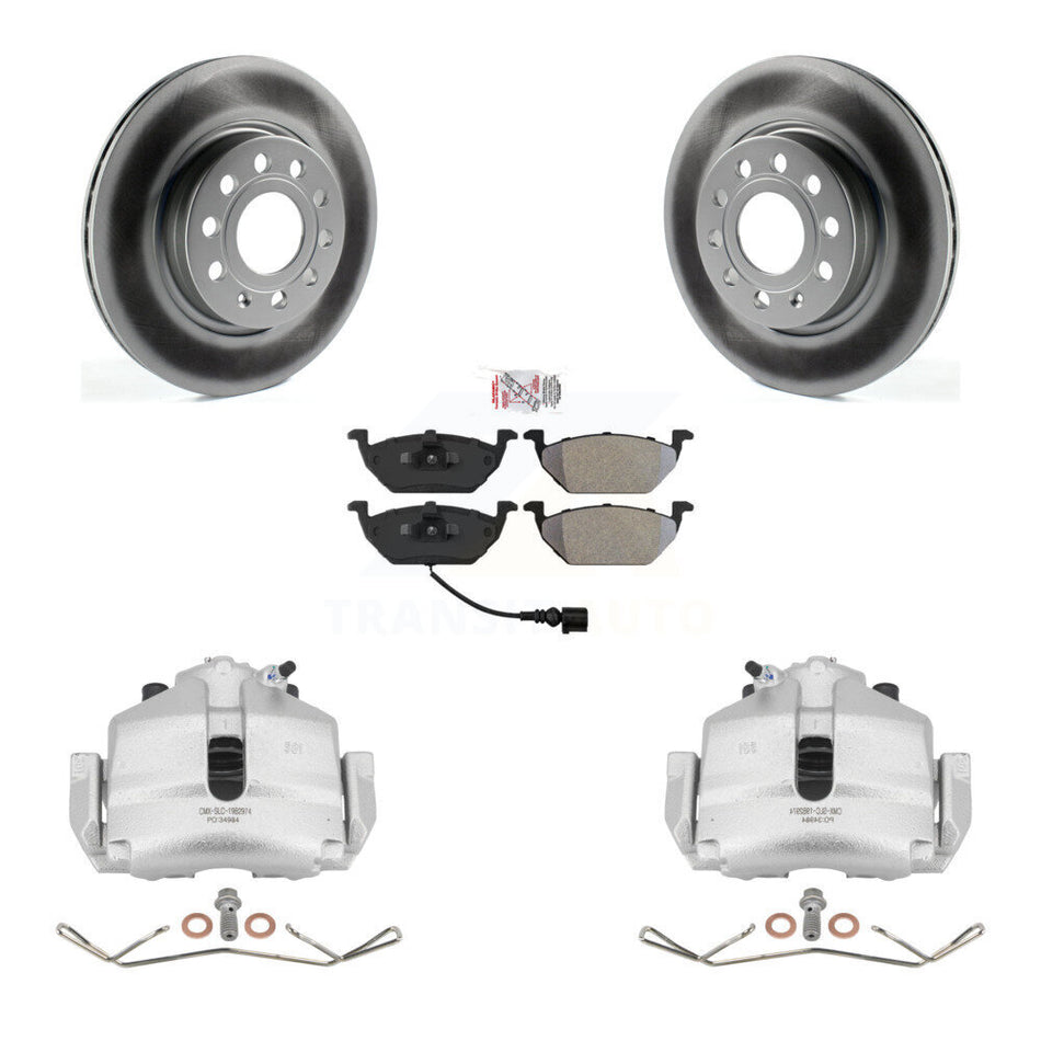 Front Disc Brake Caliper Coated Rotors And Semi-Metallic Pads Kit For Volkswagen Jetta With 280mm Diameter Rotor KCG-100012N