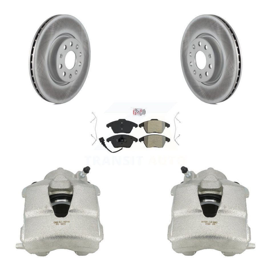 Front Disc Brake Caliper Coated Rotors And Semi-Metallic Pads Kit For Volkswagen Jetta KCG-100013N