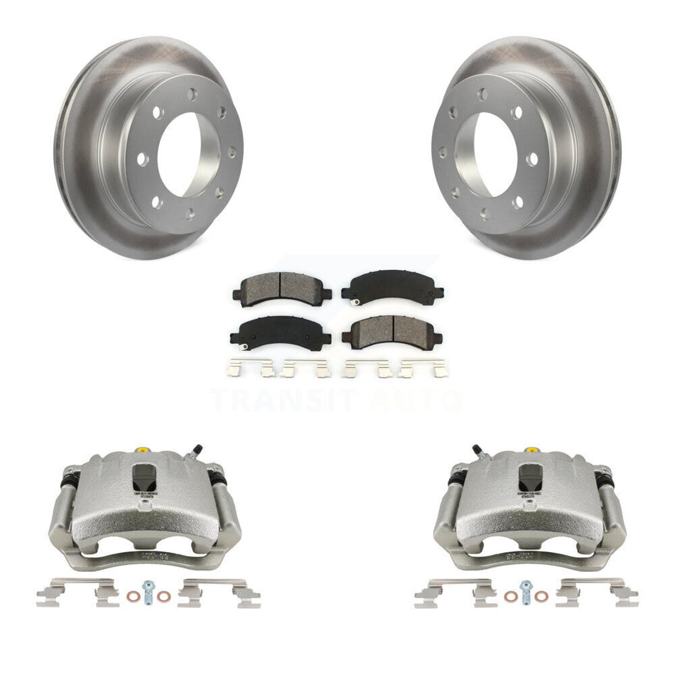 Rear Disc Brake Caliper Coated Rotors And Semi-Metallic Pads Kit For Chevrolet Express 3500 2500 GMC Savana KCG-100013S
