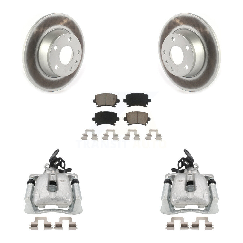 Rear Disc Brake Caliper Coated Rotors And Ceramic Pads Kit For 2008-2009 Audi TT With 286mm Diameter Rotor KCG-100014C by Transit Auto