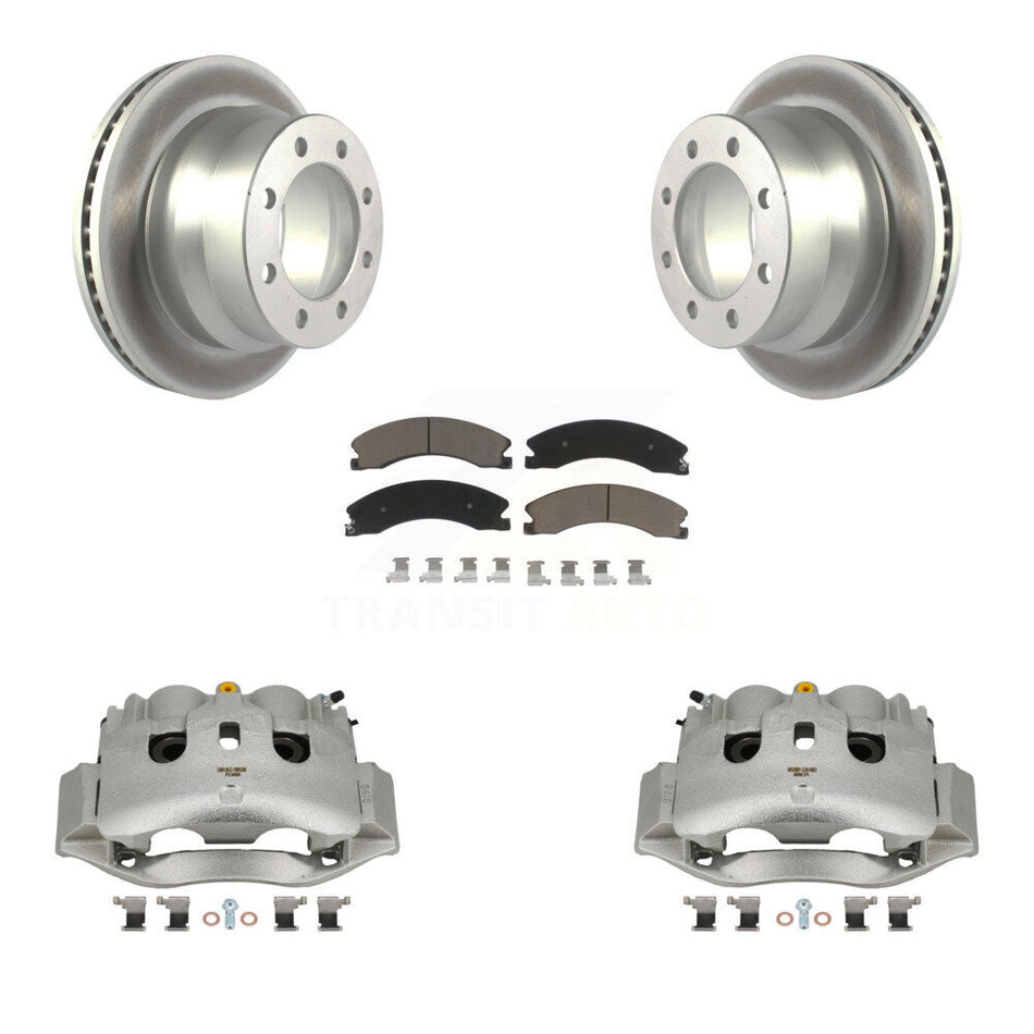 Rear Brake Caliper Coat Rotor Ceramic Pad Kit For GMC Savana 3500 Chevrolet Express 4500 KCG-100015C