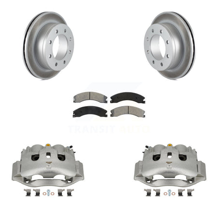Rear Disc Brake Caliper Coat Rotors And Semi-Metallic Pad Kit For Chevrolet Express 4500 KCG-100016S