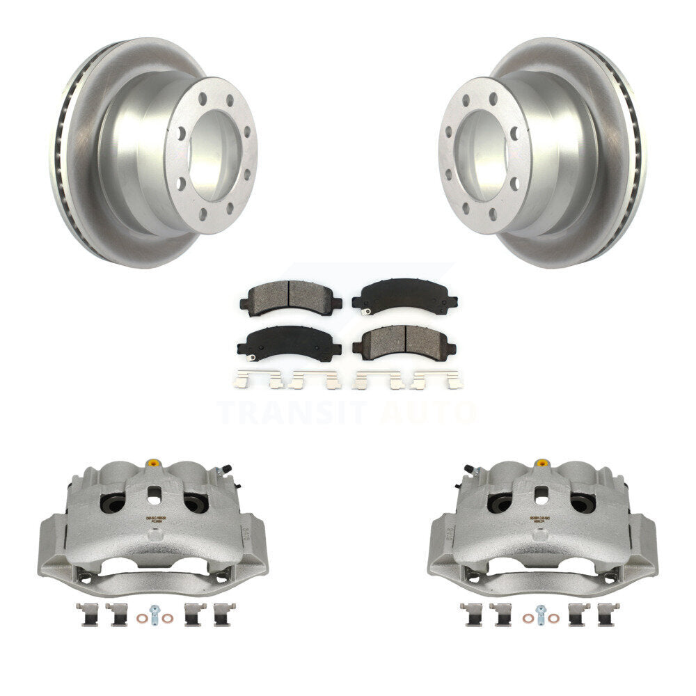Rear Disc Brake Caliper Coat Rotors And Semi-Metallic Pad Kit For Chevrolet Express 4500 KCG-100017S
