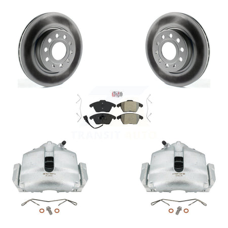 Front Disc Brake Caliper Coated Rotors And Semi-Metallic Pads Kit For Volkswagen GTI Audi A3 Quattro With 280mm Diameter Rotor KCG-100018N by Transit Auto