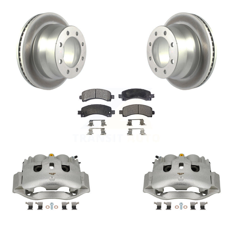 Rear Disc Brake Caliper Coat Rotors And Semi-Metallic Pad Kit For Chevrolet Express 4500 KCG-100020P