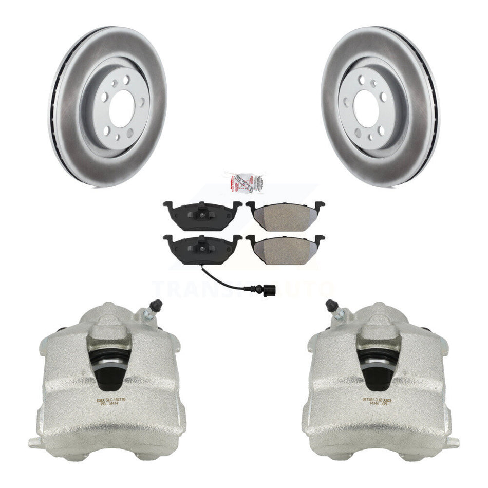 Front Disc Brake Caliper Coated Rotors And Semi-Metallic Pads Kit For Volkswagen Jetta Beetle Golf City KCG-100021N