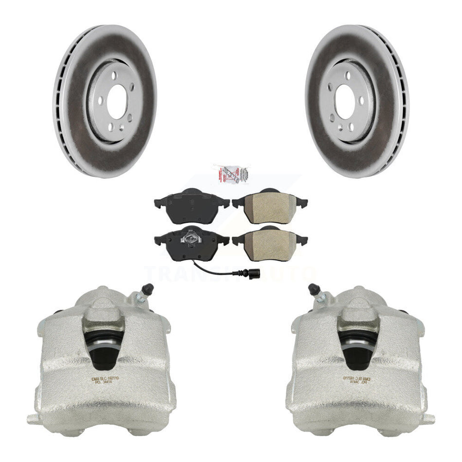 Front Disc Brake Caliper Coated Rotors And Semi-Metallic Pads Kit For Volkswagen Jetta Beetle Golf KCG-100022N