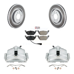 Front Disc Brake Caliper Coated Rotors And Semi-Metallic Pads Kit For 2006 Volkswagen Jetta 2.0L With 280mm Diameter Rotor 7th 8th Digit Of VIN Is "9M" Or "1J" KCG-100023N
