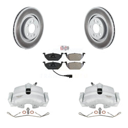 Front Disc Brake Caliper Coated Rotors And Semi-Metallic Pads Kit For 2006 Volkswagen Jetta 2.5L 1.9L With 280mm Diameter Rotor 7th 8th Digit Of VIN Is "9M" Or "1J" KCG-100025N