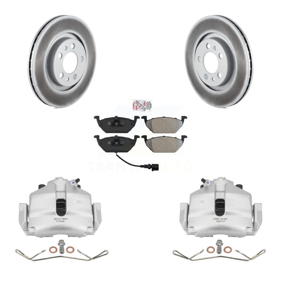 Front Disc Brake Caliper Coated Rotors And Semi-Metallic Pads Kit For 2006 Volkswagen Jetta 2.5L 1.9L With 280mm Diameter Rotor 7th 8th Digit Of VIN Is "9M" Or "1J" KCG-100025N