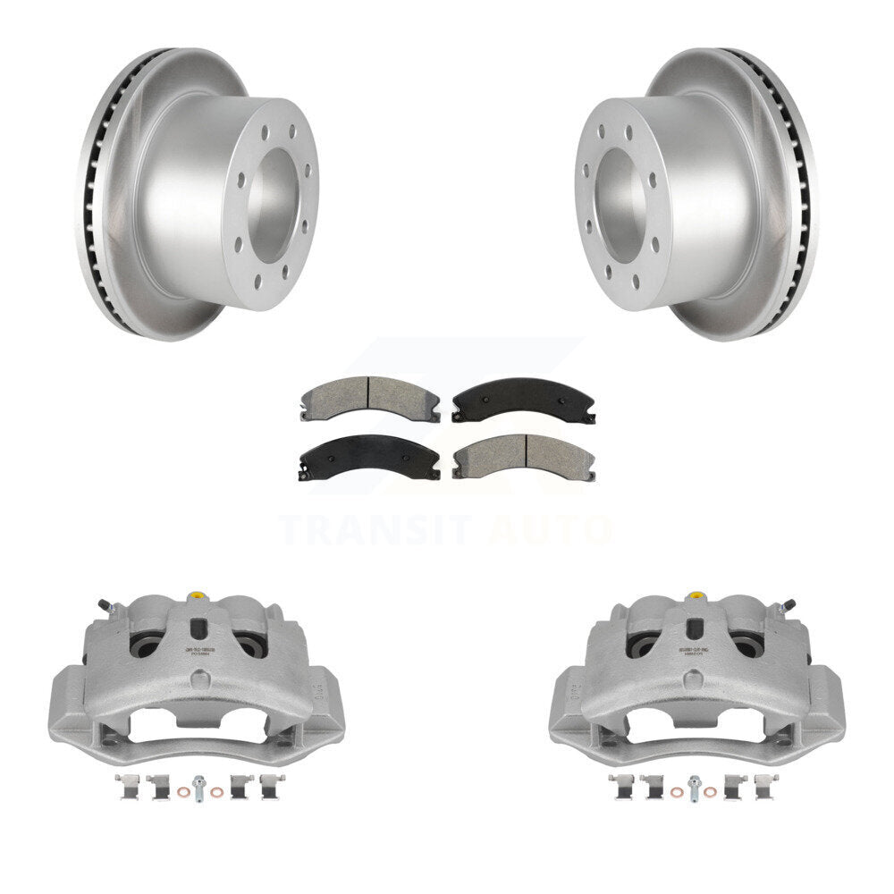 Rear Brake Caliper Coat Rotor And Semi-Metallic Pad Kit For GMC Sierra 3500 HD Chevrolet KCG-100025S