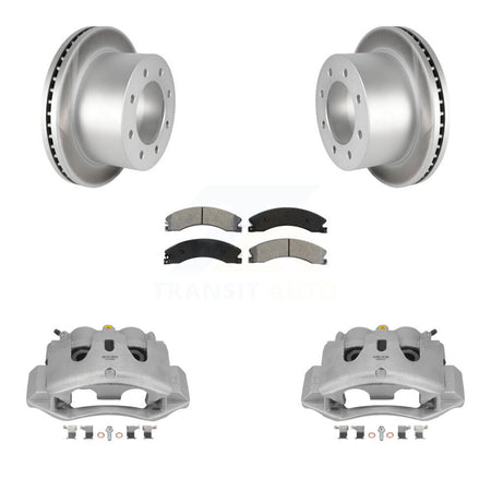 Rear Brake Caliper Coat Rotor And Semi-Metallic Pad Kit For GMC Sierra 3500 HD Chevrolet KCG-100025S