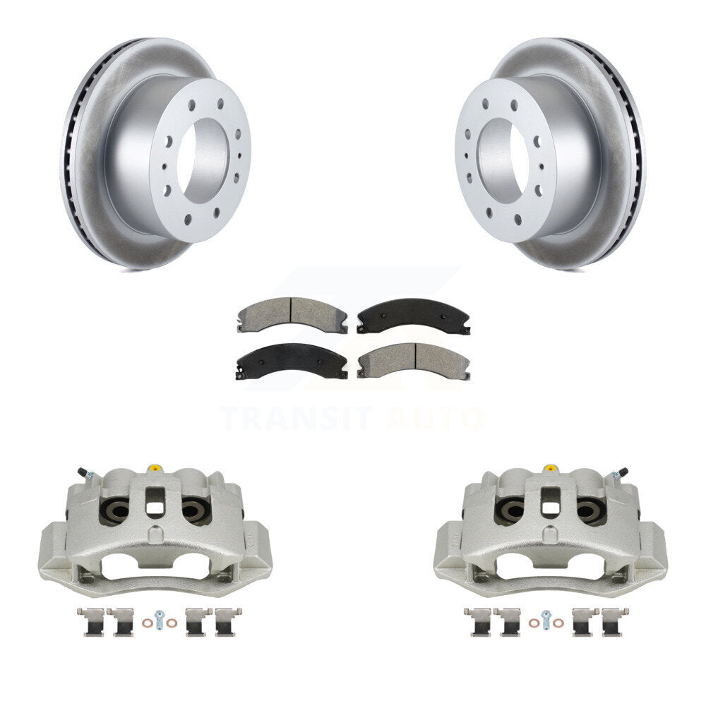 Rear Brake Caliper Coat Rotor And Semi-Metallic Pad Kit For GMC Chevrolet Sierra 2500 HD KCG-100026S