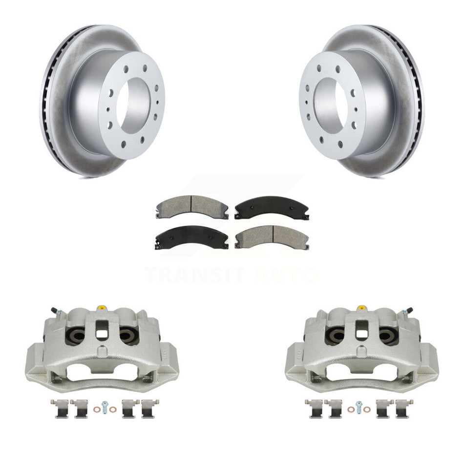 Rear Brake Caliper Coat Rotor And Semi-Metallic Pad Kit For GMC Chevrolet Sierra 2500 HD KCG-100026S