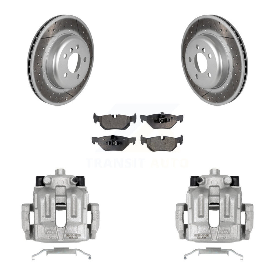 Rear Disc Brake Caliper Coated Rotors And Semi-Metallic Pads Kit For 2013 BMW 328i xDrive 3.0L With M Sport Performance Brakes KCG-100027P