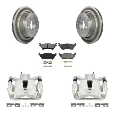 Rear Disc Brake Caliper Coated Rotors And Ceramic Pads Kit For Ford F-150 KCG-100027T by Transit Auto