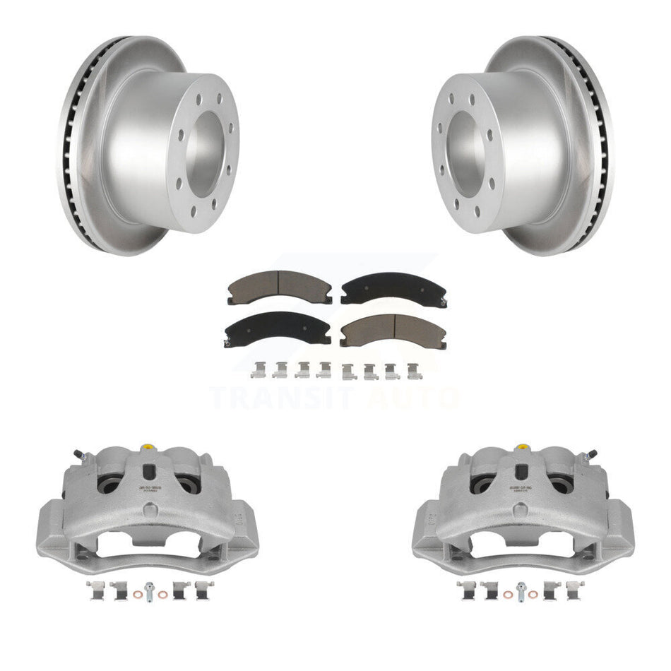 Rear Brake Caliper Coat Rotor Ceramic Pad Kit For GMC Sierra 3500 HD Chevrolet Silverado KCG-100029C