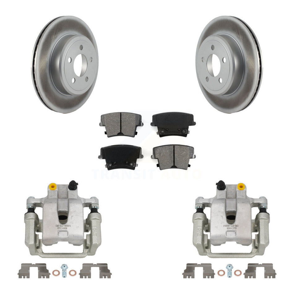 Rear Brake Caliper Coat Rotors & Semi-Metallic Pad Kit For Chrysler 300 Dodge Challenger KCG-100029S