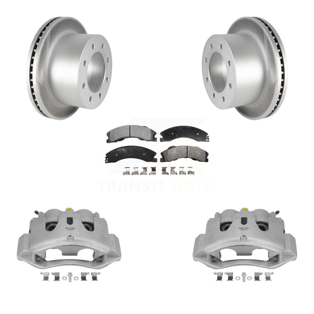 Rear Brake Caliper Coat Rotor And Semi-Metallic Pad Kit For GMC Sierra 3500 HD Chevrolet KCG-100030P