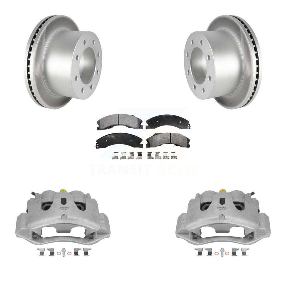 Rear Brake Caliper Coat Rotor And Semi-Metallic Pad Kit For GMC Sierra 3500 HD Chevrolet KCG-100030P