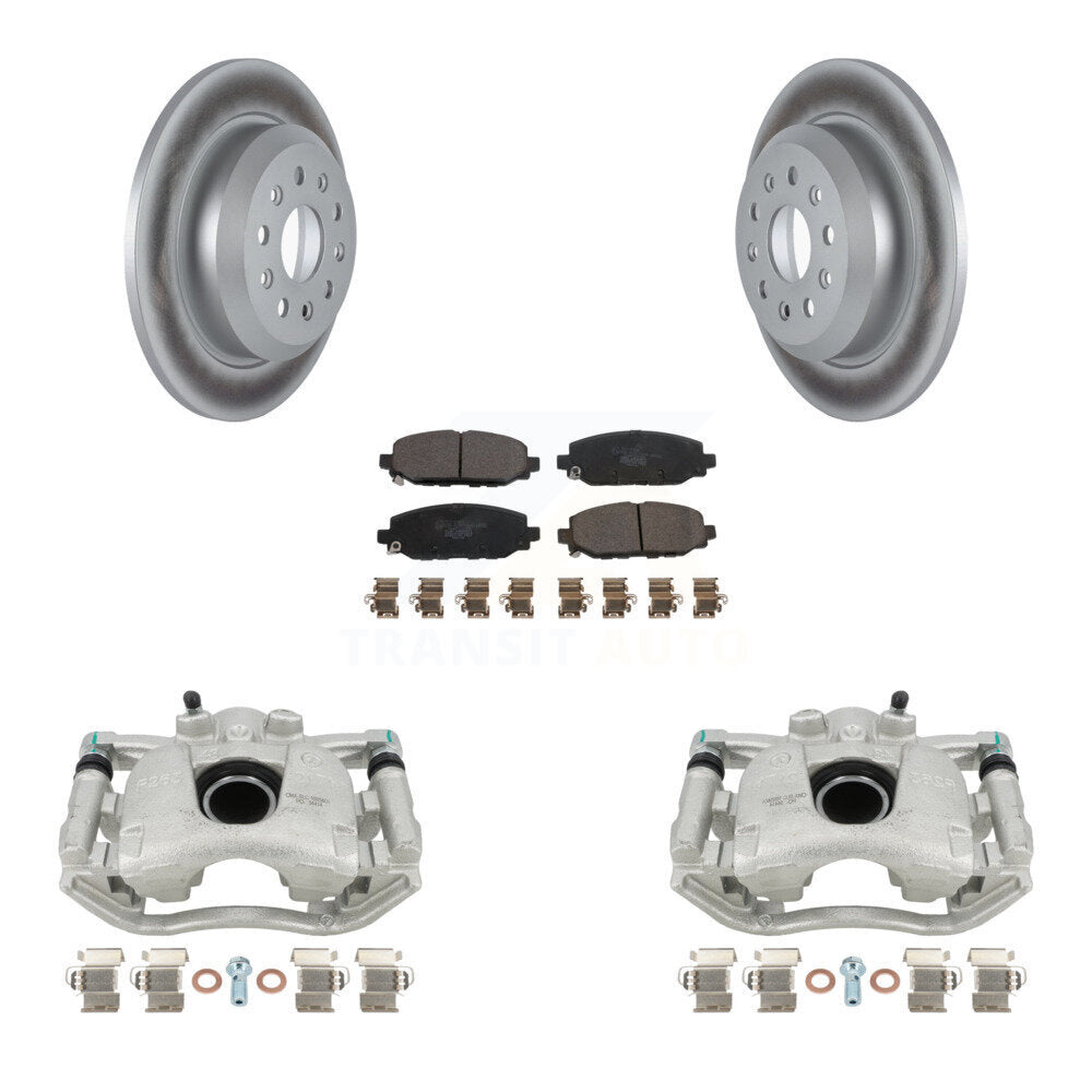 Rear Disc Brake Caliper Coated Rotors And Ceramic Pads Kit For 2018-2021 Jeep Wrangler Rubicon With Heavy Duty Brakes Code BR2 & BR6 KCG-100030T by Transit Auto