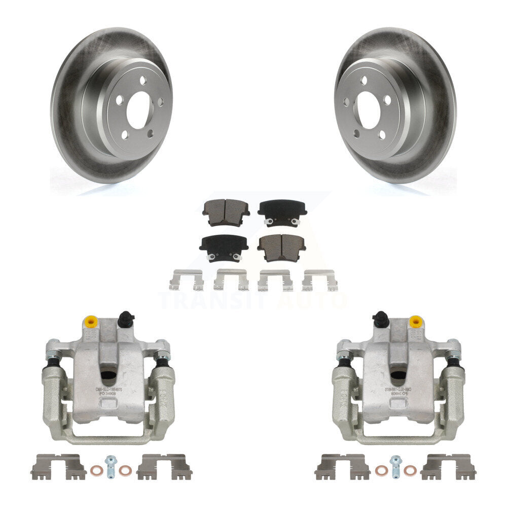 Rear Brake Caliper Coat Rotors Ceramic Pad Kit For Dodge Chrysler 300 Charger Challenger KCG-100032C