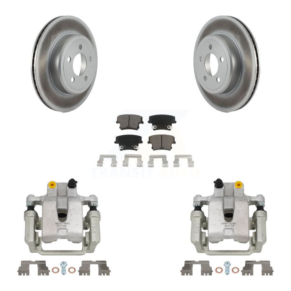 Rear Brake Caliper Coat Rotor & Ceramic Pad Kit For Chrysler 300 Dodge Challenger Magnum KCG-100033C