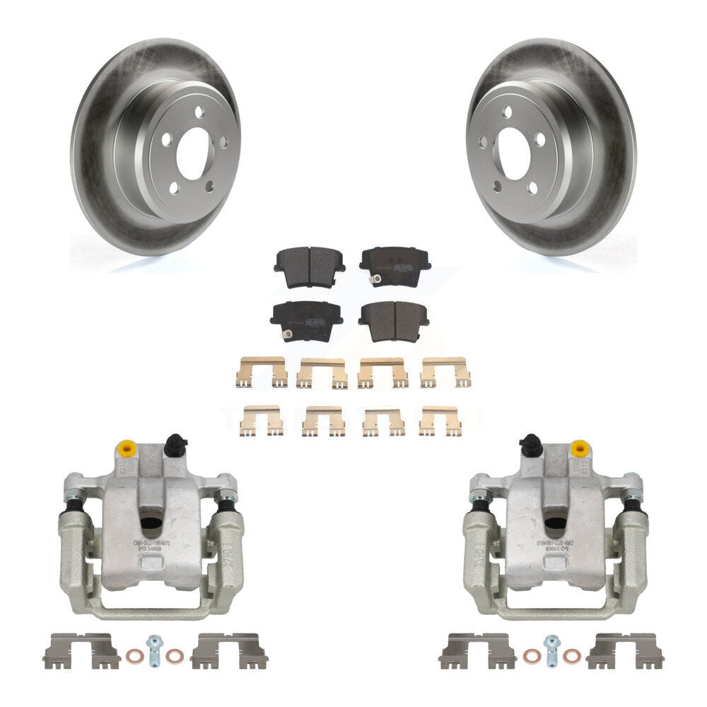 Rear Disc Brake Caliper Coat Rotors Semi-Metallic Pad Kit For Dodge Chrysler 300 Charger KCG-100033P