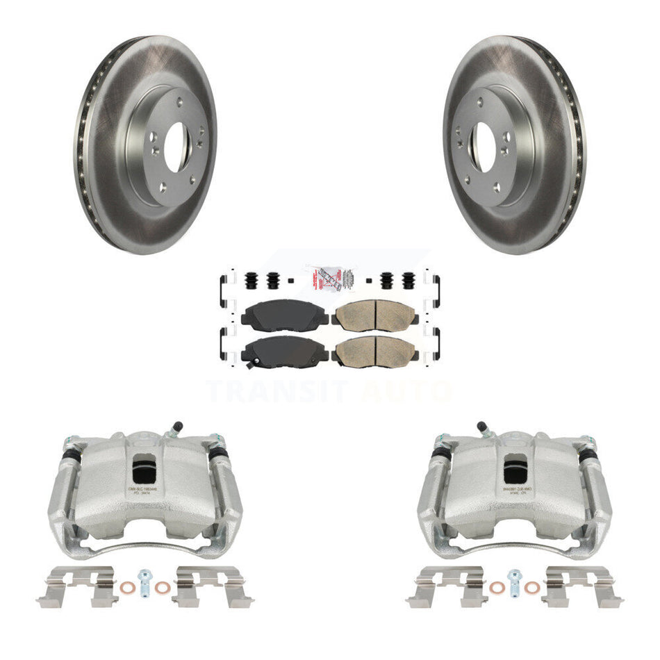 Front Disc Brake Caliper Coated Rotors And Ceramic Pads Kit For 2011 Honda Civic GX with 1.8L KCG-100034N