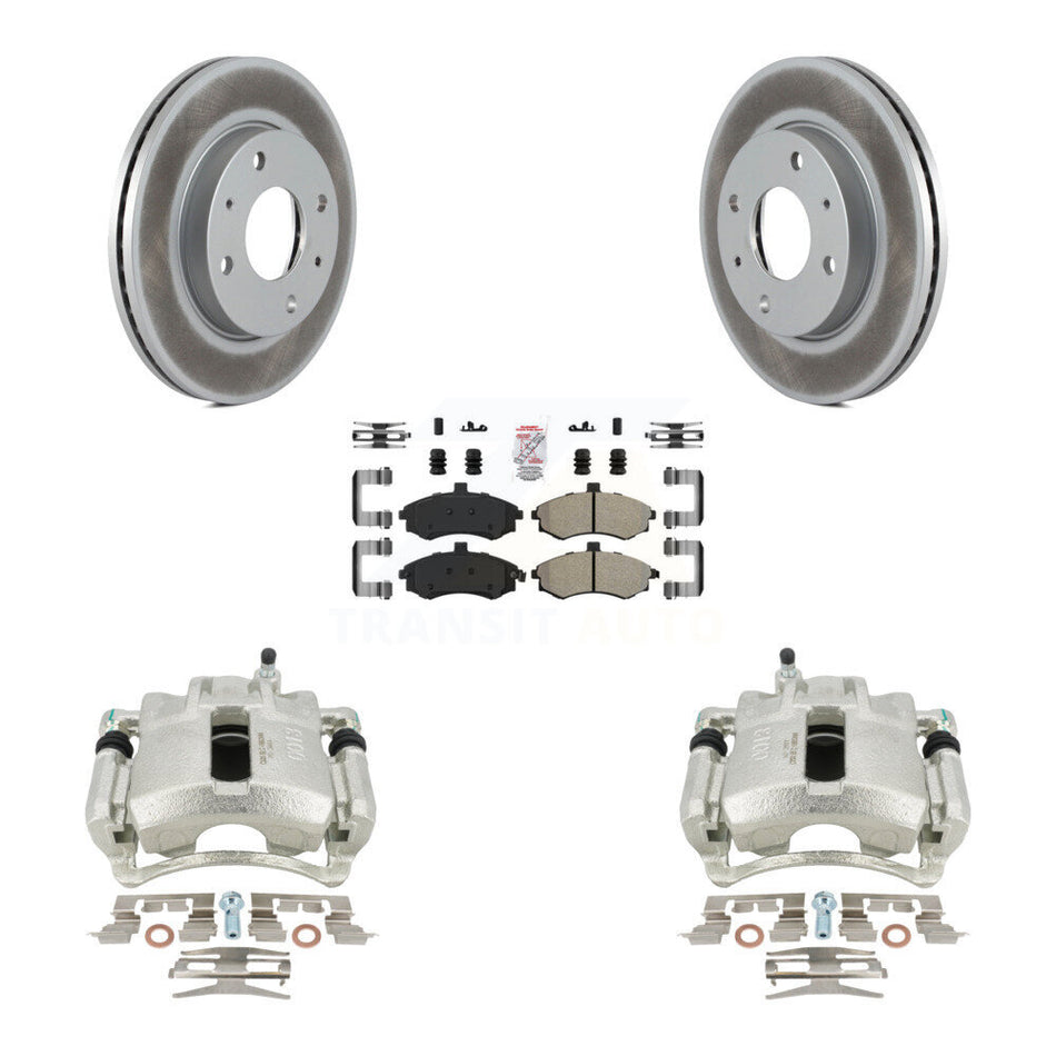 Front Disc Brake Caliper Coated Rotors And Semi-Metallic Pads Kit For Hyundai Elantra KCG-100035N