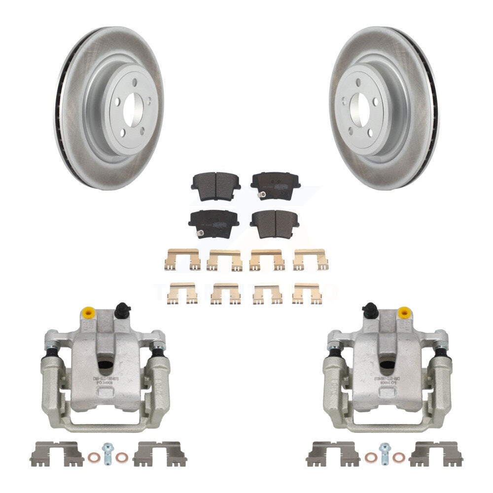 Rear Disc Brake Caliper Coated Rotors And Semi-Metallic Pads Kit For Dodge Charger KCG-100035P