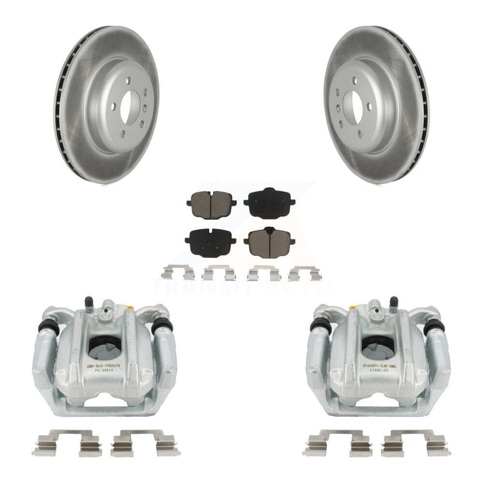 Rear Disc Brake Caliper Coated Rotors And Ceramic Pads Kit For 2011-2013 BMW 535i Sedan With 345mm Diameter Rotor KCG-100036C by Transit Auto