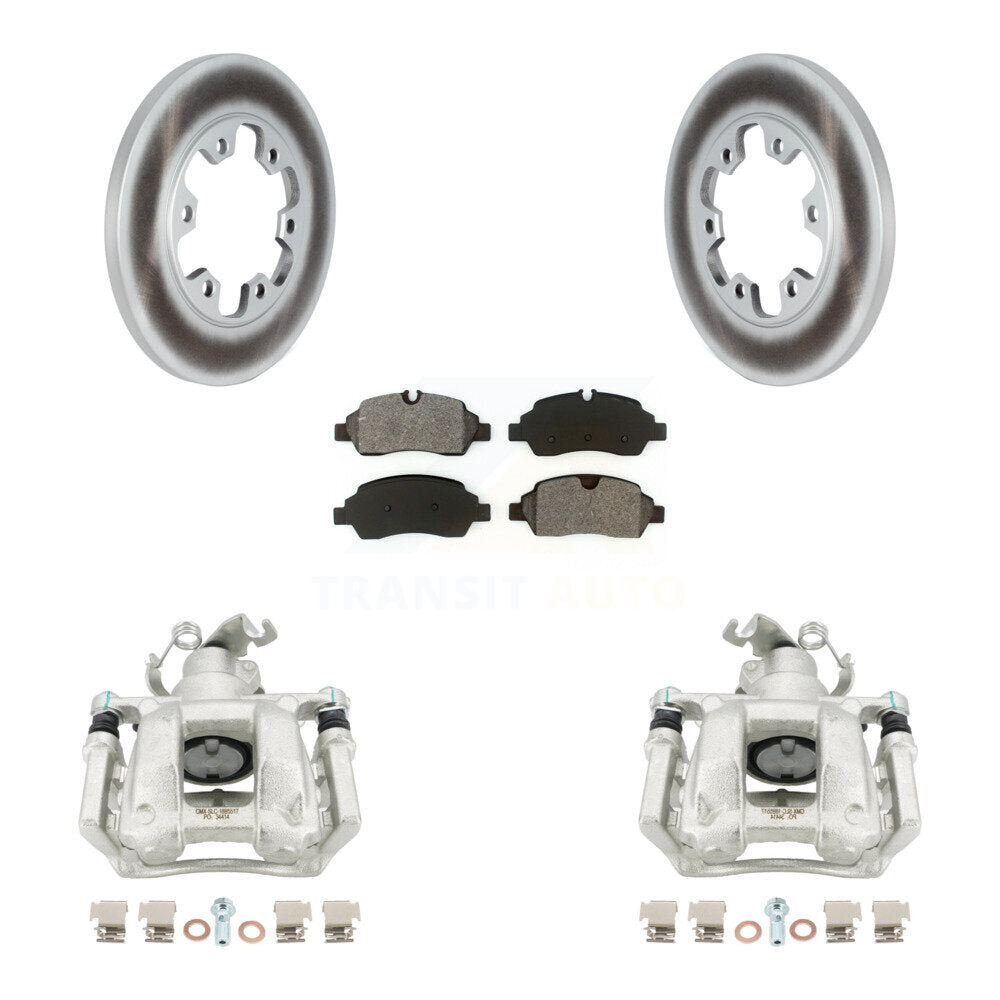 Rear Disc Brake Caliper Coated Rotors And Semi-Metallic Pads Kit For Ford Transit-350 HD KCG-100036S
