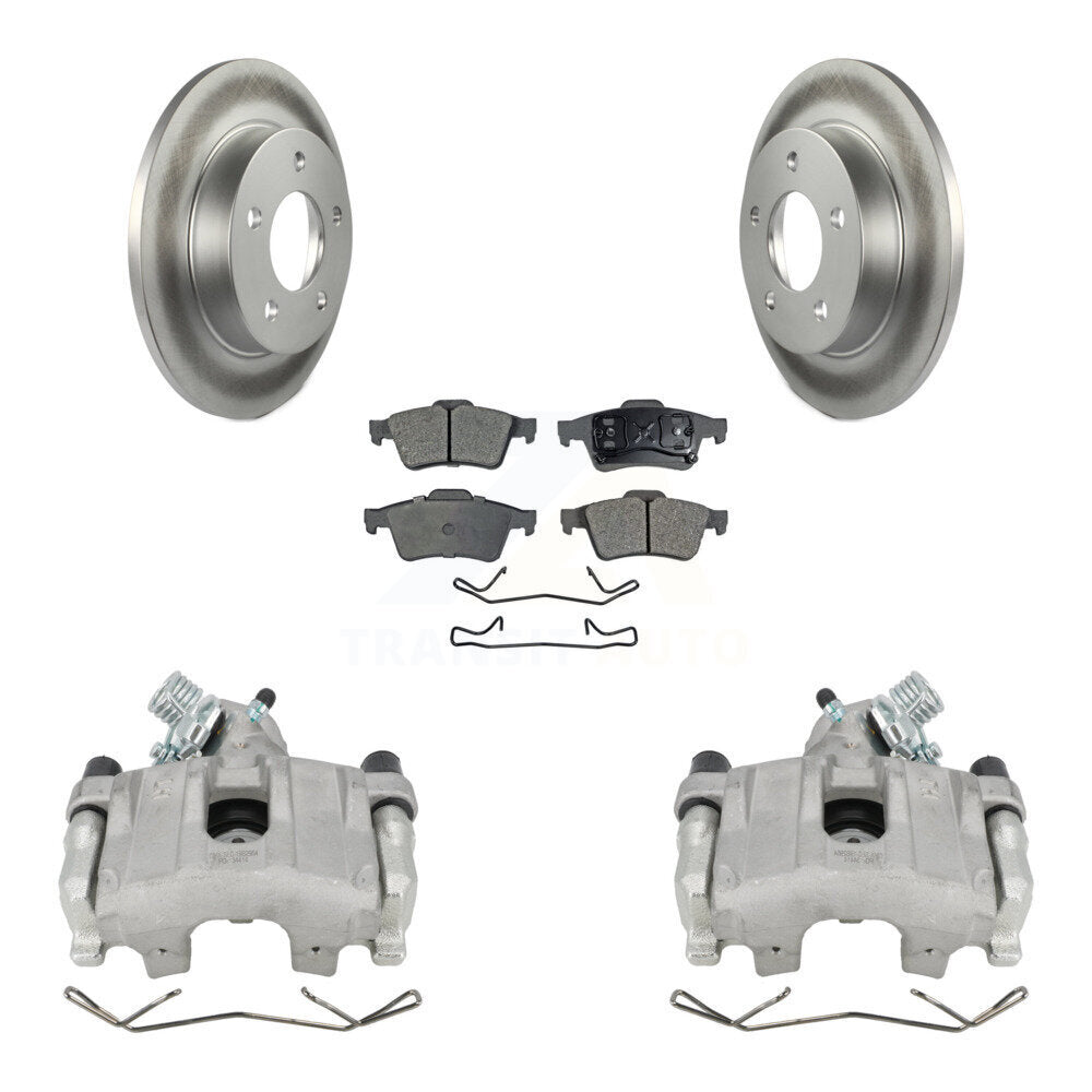 Rear Disc Brake Caliper Coated Rotors And Ceramic Pads Kit For 2004-2005 Mazda 3 2.0L KCG-100037T