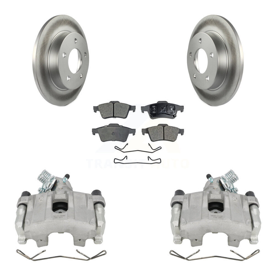 Rear Disc Brake Caliper Coated Rotors And Ceramic Pads Kit For 2004-2005 Mazda 3 2.0L KCG-100037T