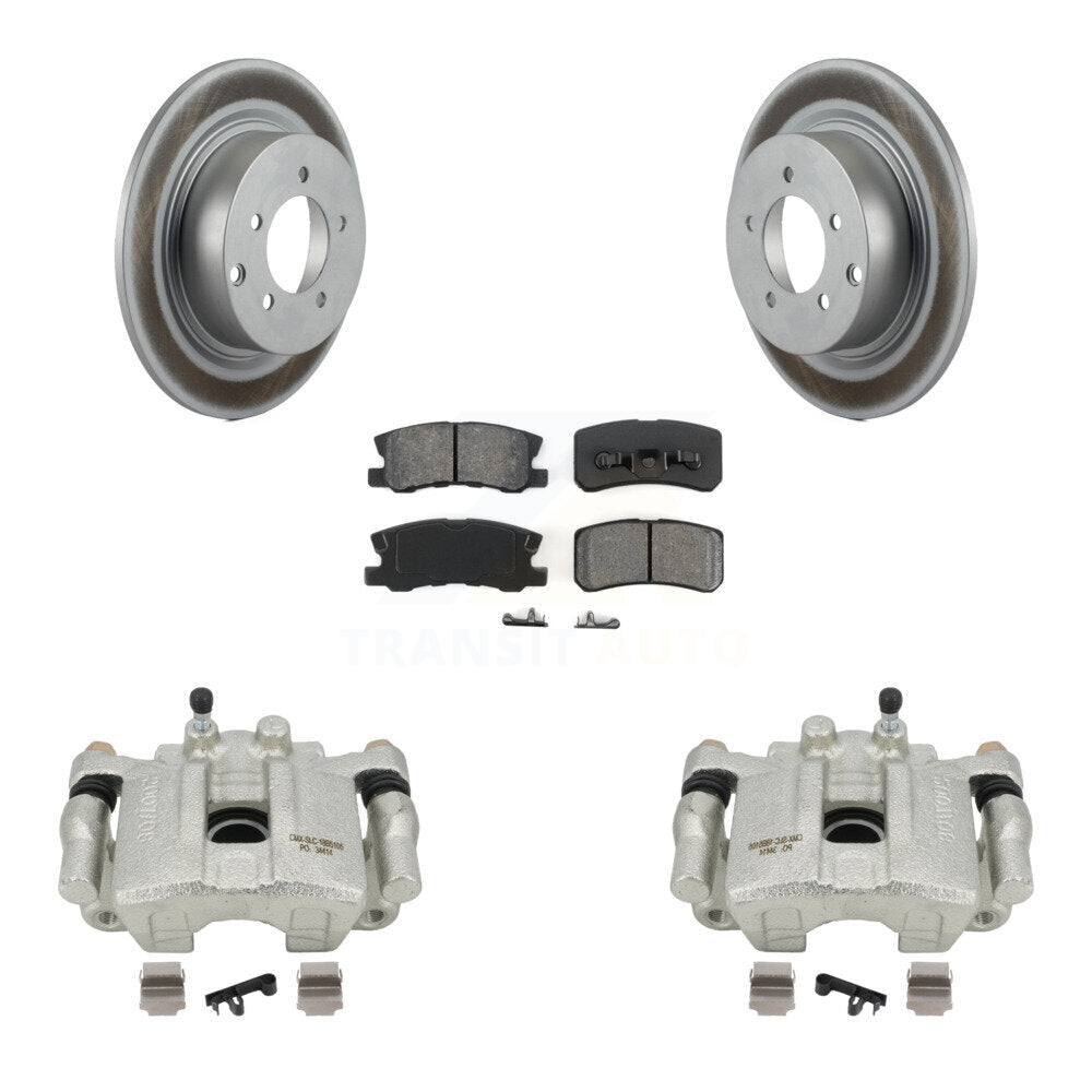 Rear Disc Brake Caliper Coated Rotors And Semi-Metallic Pads Kit For Jeep Patriot Dodge Compass Avenger Chrysler Sebring Mitsubishi Lancer Caliber 200 Outlander Sport RVR KCG-100038S by Transit Auto