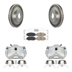 Front Disc Brake Caliper Coated Rotors And Ceramic Pads Kit For 2002-2004 Honda CR-V KCG-100041N