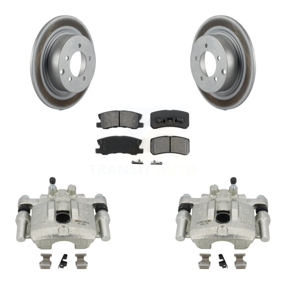 Rear Disc Brake Caliper Coated Rotors And Semi-Metallic Pads Kit For Dodge Caliber Mitsubishi Lancer KCG-100041S by Transit Auto