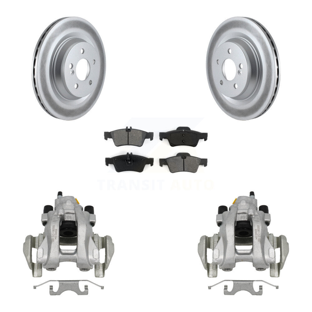 Rear Disc Brake Caliper Coated Rotors And Semi-Metallic Pads Kit For Mercedes-Benz S350 KCG-100042S