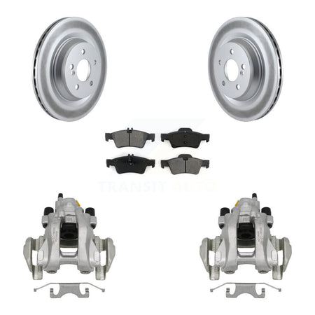 Rear Disc Brake Caliper Coated Rotors And Semi-Metallic Pads Kit For Mercedes-Benz S350 KCG-100042S
