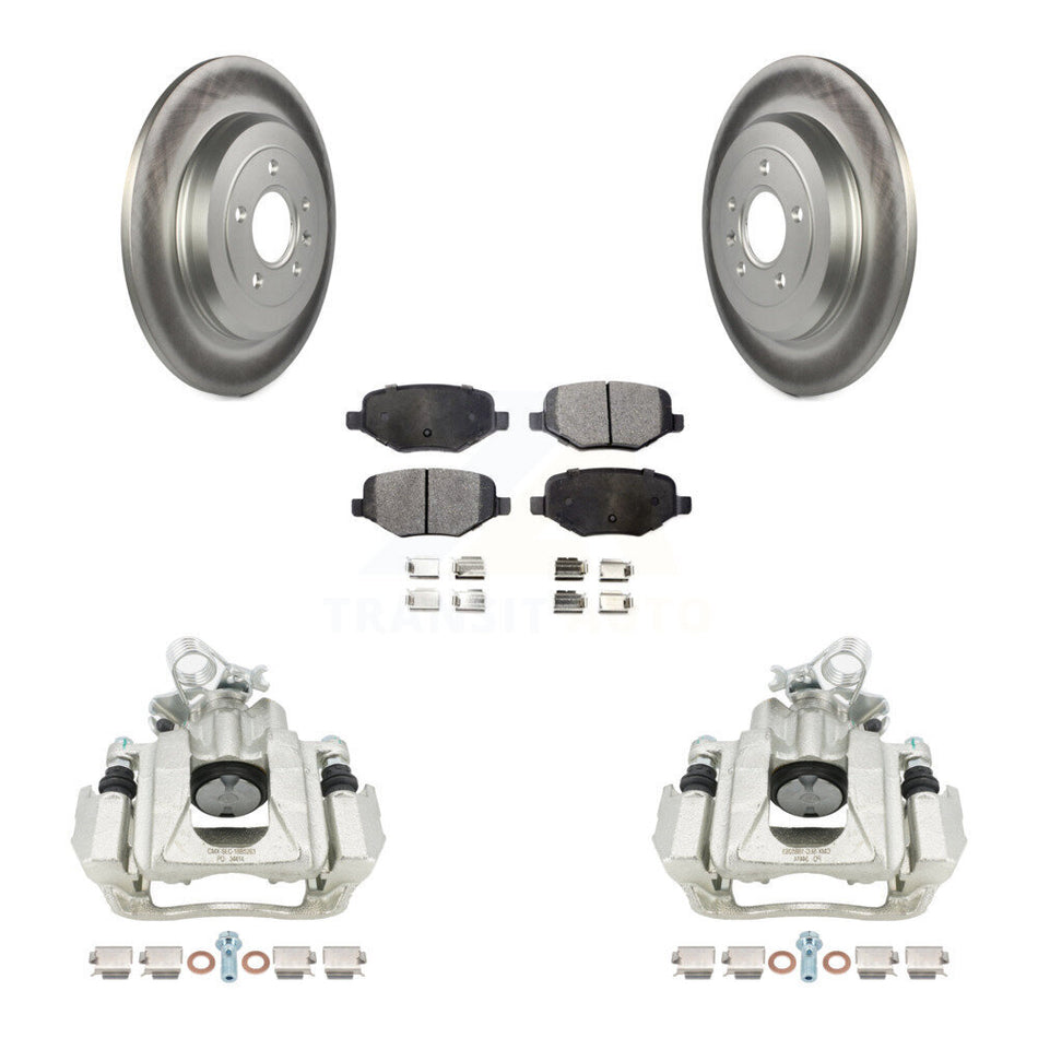 Rear Disc Brake Caliper Coated Rotors And Ceramic Pads Kit For Ford Explorer Taurus Flex Lincoln MKT KCG-100042T