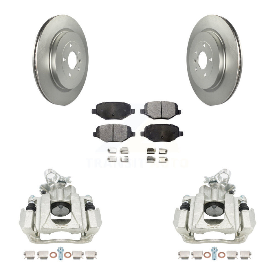 Rear Disc Brake Caliper Coated Rotors And Ceramic Pads Kit For Ford Explorer Flex Lincoln MKS KCG-100043T by Transit Auto