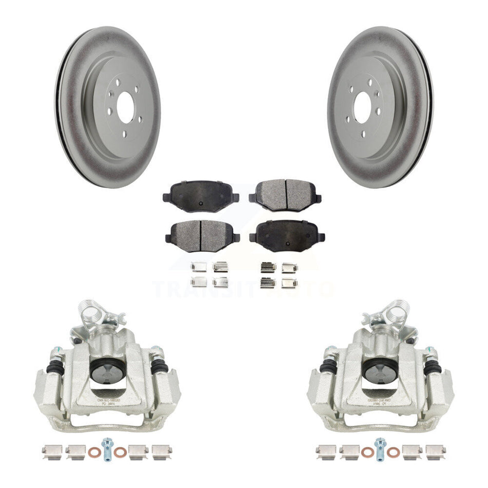 Rear Disc Brake Caliper Coated Rotors And Ceramic Pads Kit For Ford Explorer Flex Lincoln MKS KCG-100043T
