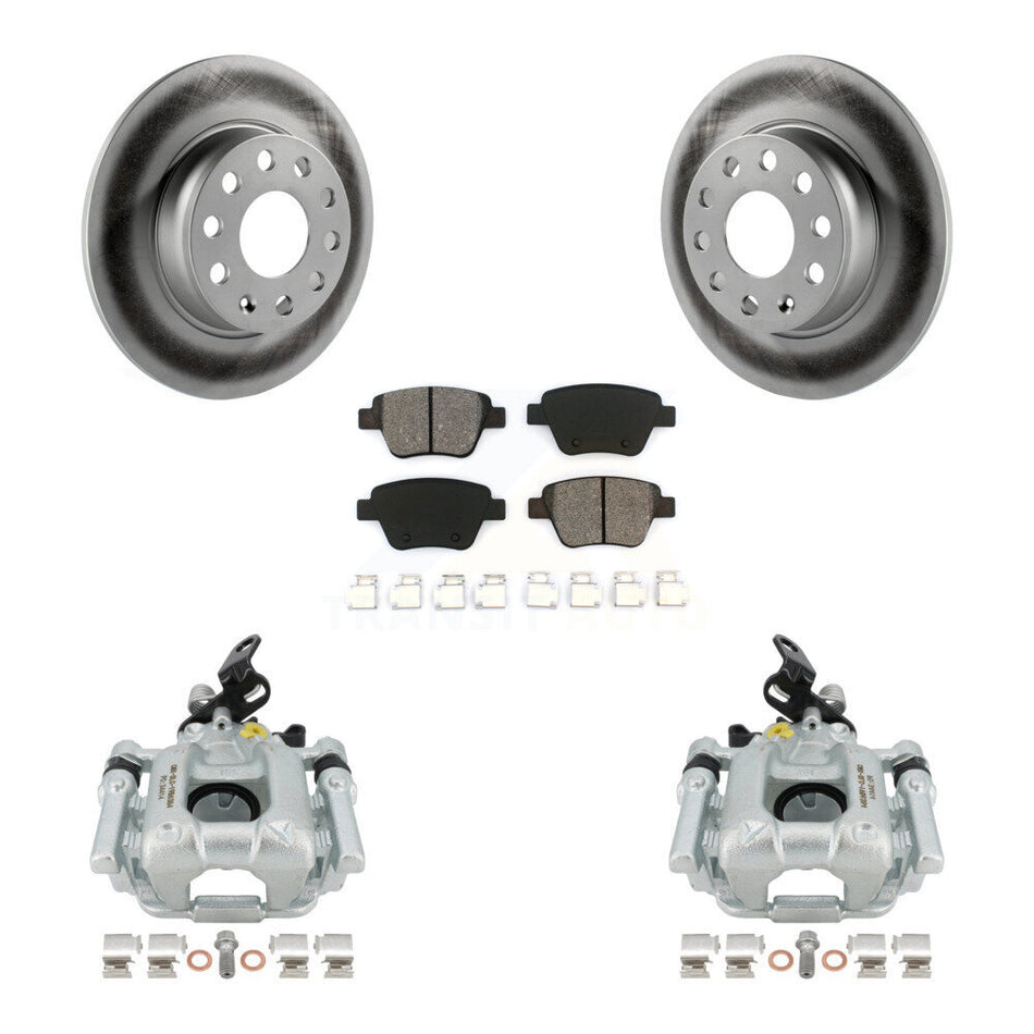 Rear Disc Brake Caliper Coated Rotors And Semi-Metallic Pads Kit For Volkswagen Jetta Passat Golf GTI Beetle Eos Audi A3 Quattro KCG-100044S