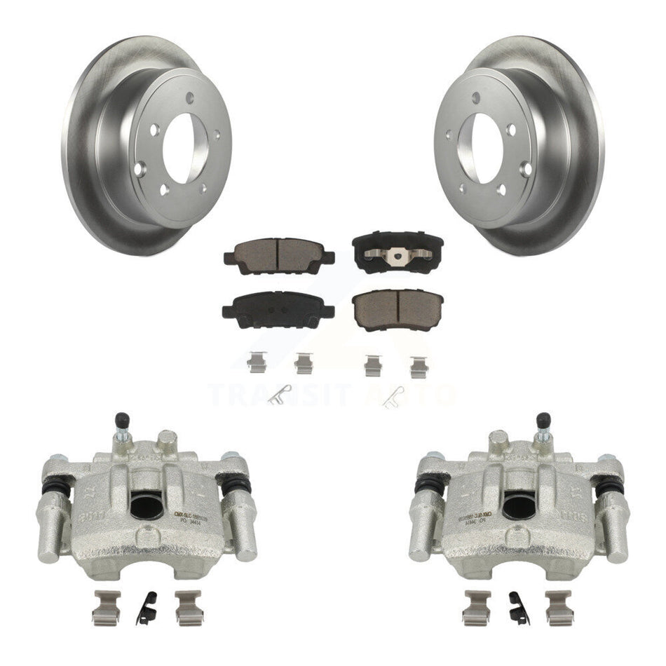 Rear Disc Brake Caliper Coated Rotors And Ceramic Pads Kit For Jeep Dodge Patriot Chrysler Compass Avenger 200 Caliber Sebring Mitsubishi Lancer KCG-100046C by Transit Auto