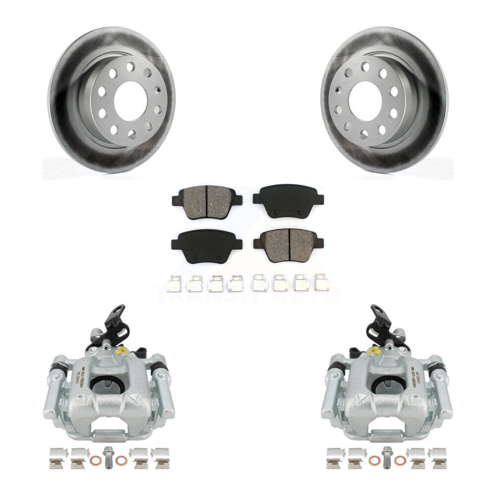 Rear Disc Brake Caliper Coated Rotors And Semi-Metallic Pads Kit For Volkswagen GTI Eos With 253mm Diameter Rotor KCG-100046S by Transit Auto