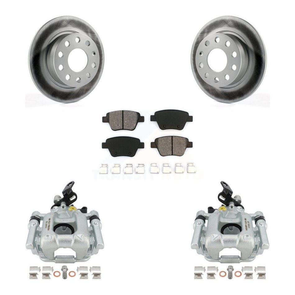 Rear Disc Brake Caliper Coated Rotors And Semi-Metallic Pads Kit For Volkswagen GTI Eos With 253mm Diameter Rotor KCG-100046S