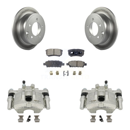 Rear Disc Brake Caliper Coated Rotors And Semi-Metallic Pads Kit For Jeep Dodge Patriot Chrysler Compass Avenger 200 Caliber Sebring Mitsubishi Lancer KCG-100047P by Transit Auto