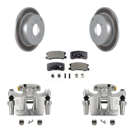 Rear Disc Brake Caliper Coat Rotor Semi-Metallic Pad Kit For Mitsubishi Lancer Outlander KCG-100048P